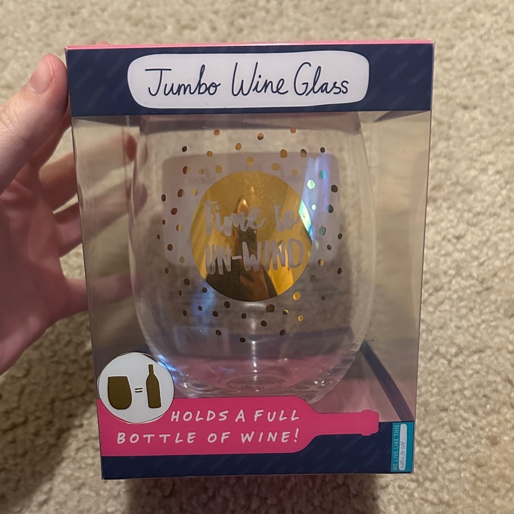 NPW London Time to Un-Wind Jumbo Stemless Wine Glass with Gold Detail